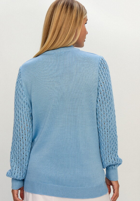 Джемпер с ажурными рукавами объемной вязки шир.  580, рис. 31