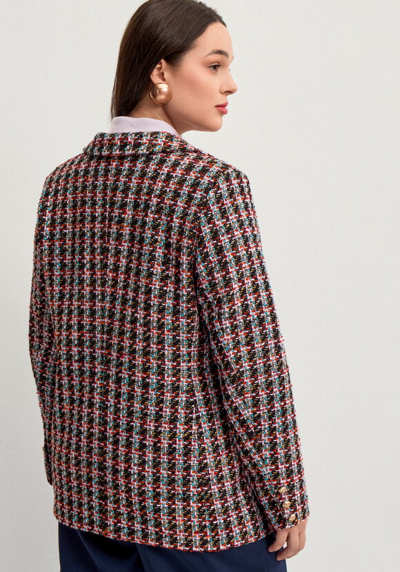 Пиджак из твида в клетку на подкладе шир.  580, рис. 6