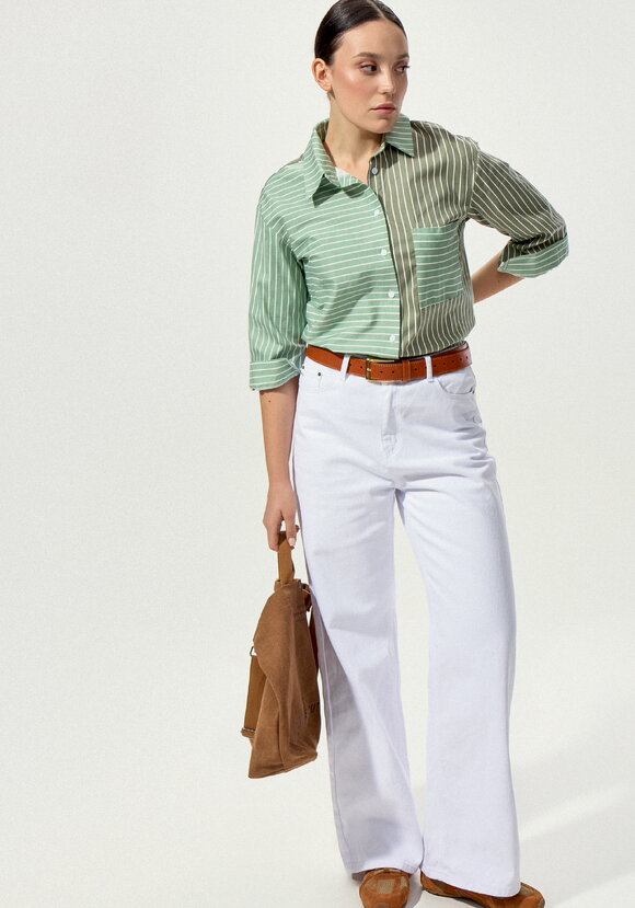 Рубашка в полоску колор-блок шир.  580, рис. 6