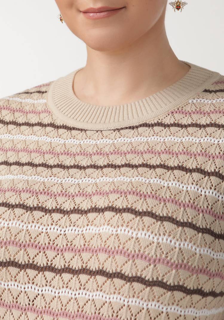 Джемпер прямого силуэта ажурный в полоску шир.  750, рис. 4