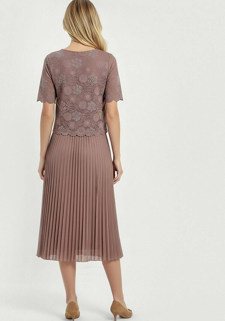 Платье комбинированное с ажурной тканью шир.  750, рис. 3