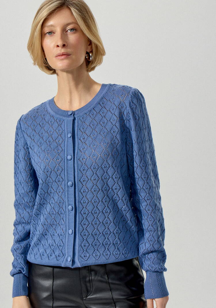 Кардиган ажурный с обтянутыми пуговицами шир.  750, рис. 11