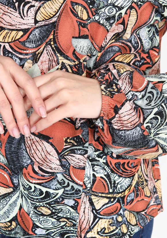 Блуза с рукавом на резинке и принтом шир.  580, рис. 3