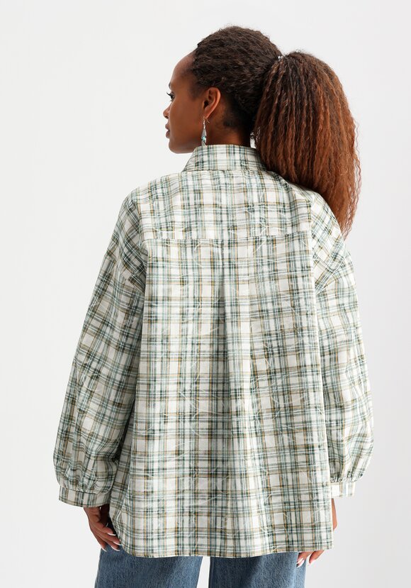 Рубашка в клетку свободного кроя шир.  580, рис. 19