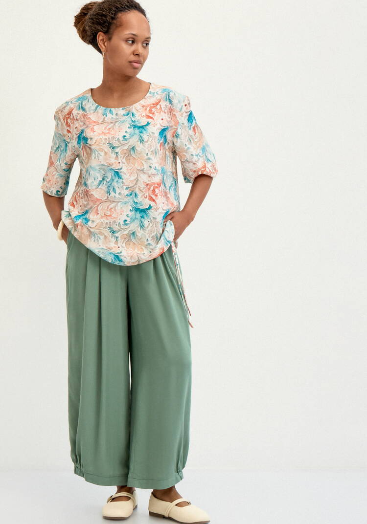 Блуза свободная с коротким рукавом и принтом шир.  750, рис. 10