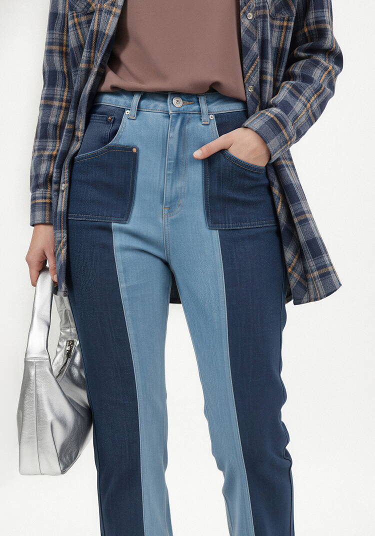 Джинсы комбинированные двухцветные шир.  750, рис. 7