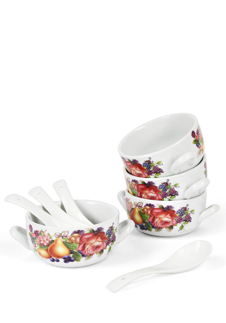 Набор фарфоровых бульонниц с ложками, 4 шт. шир.  750, рис. 5