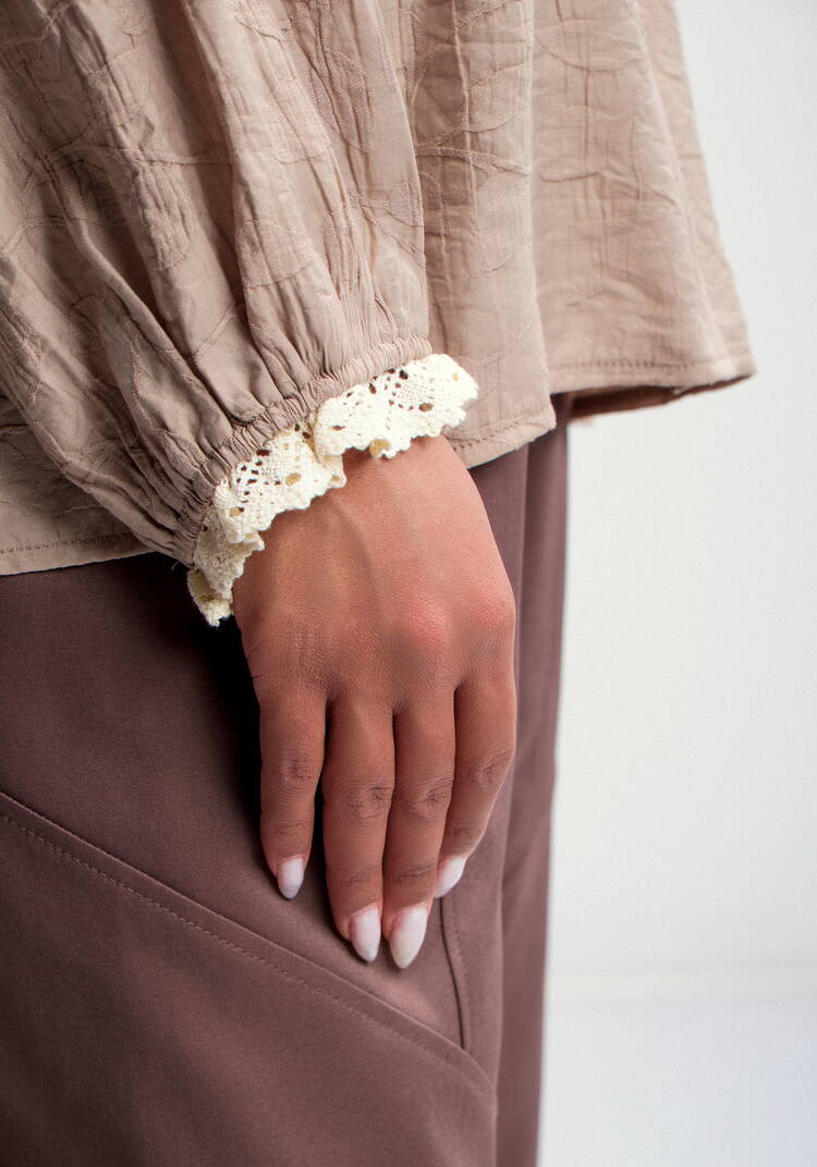 Блуза с отделкой кружева Аниса шир.  750, рис. 6