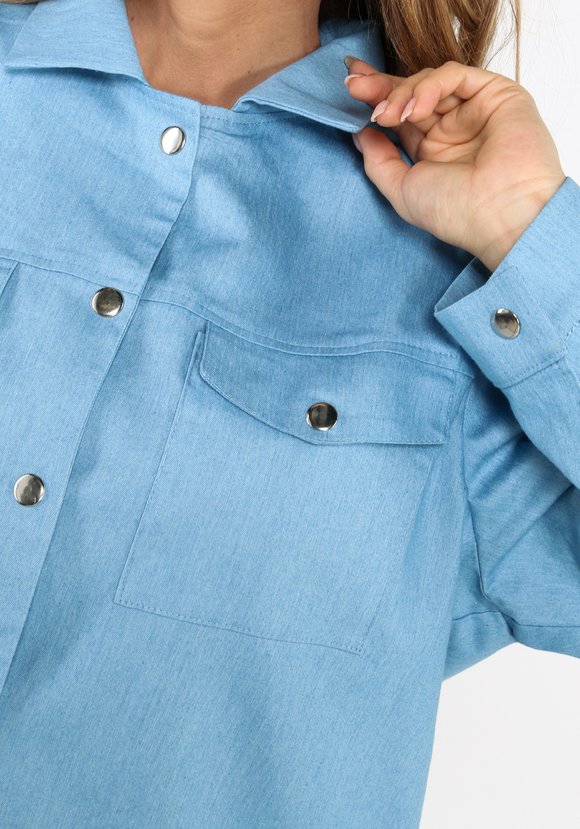 Рубашка джинсовая на кнопках шир.  580, рис. 7