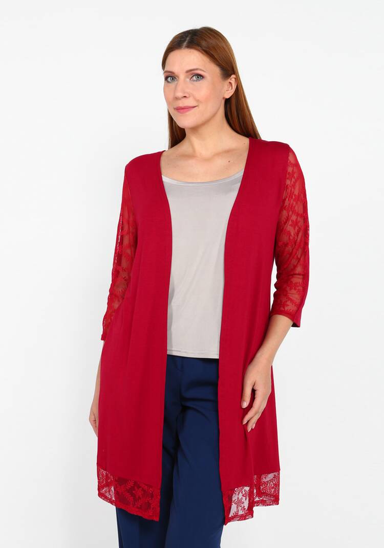 Кардиган с кружевными вставками и поясом шир.  750, рис. 4