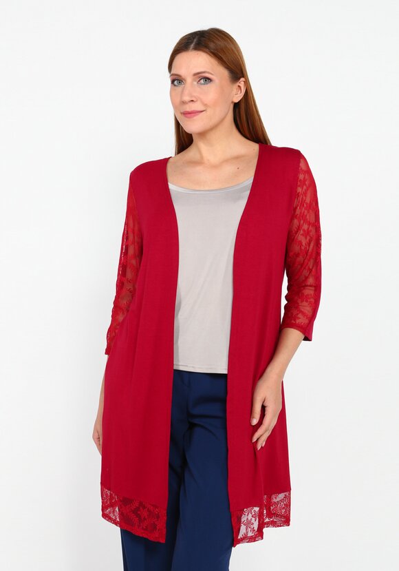 Кардиган с кружевными вставками и поясом шир.  580, рис. 4