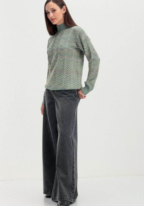 Свитер с высоким горлом и принтом зигзаг шир.  580, рис. 10