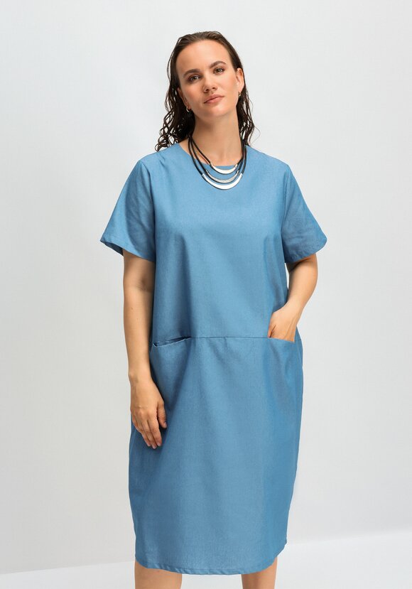 Платье свободного кроя с потайными карманами шир.  580, рис. 2