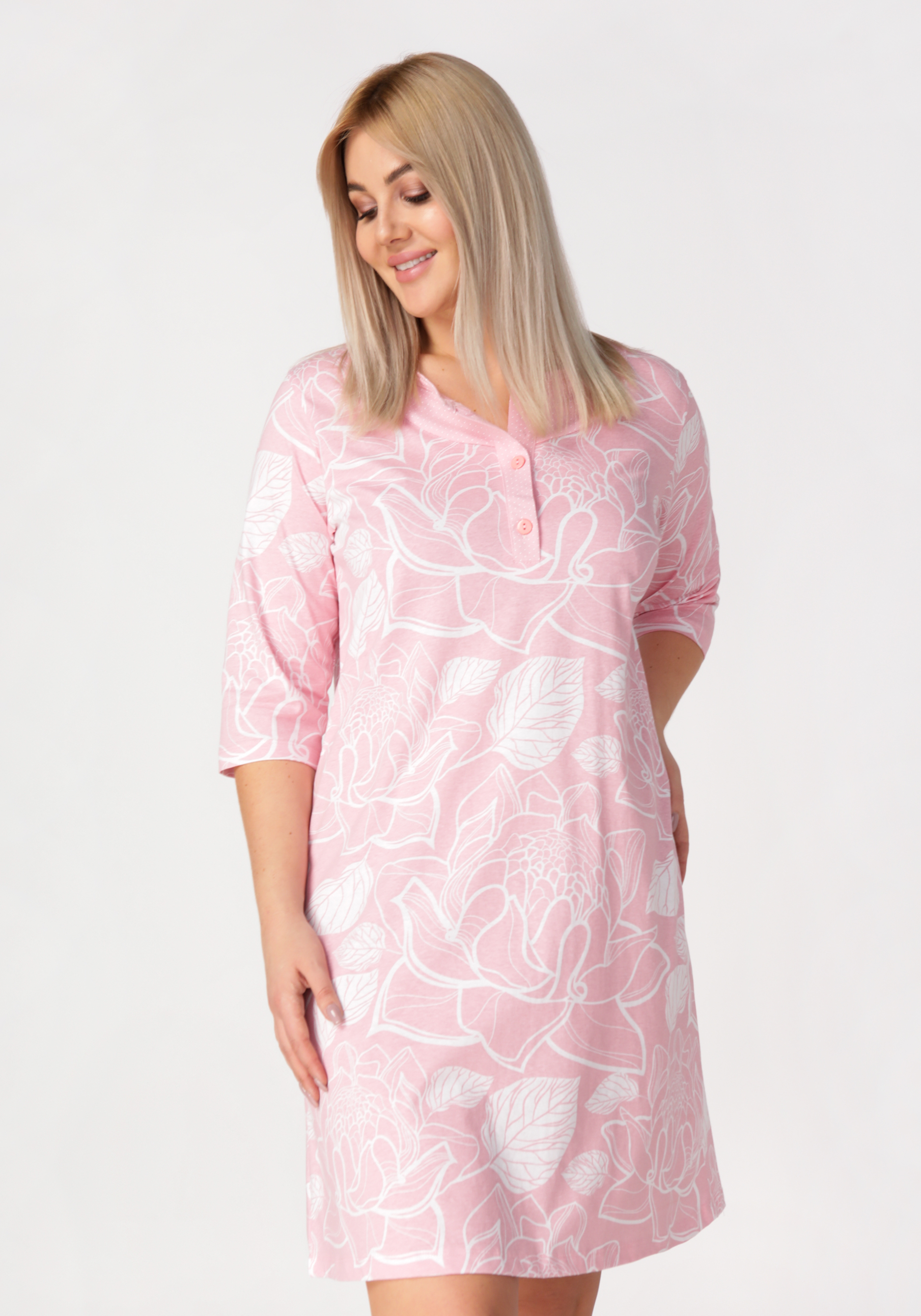 Ночная сорочка "Кувшинка" Алтекс, цвет розовый, размер 48
