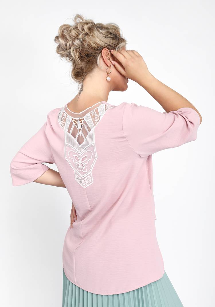 Блуза свободного силуэта с кружевным декором шир.  750, рис. 7