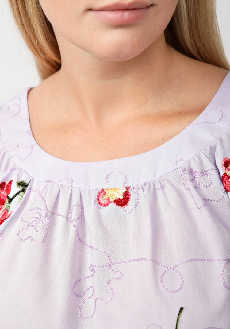 Блуза свободного кроя с цветочной вышивкой шир.  750, рис. 5