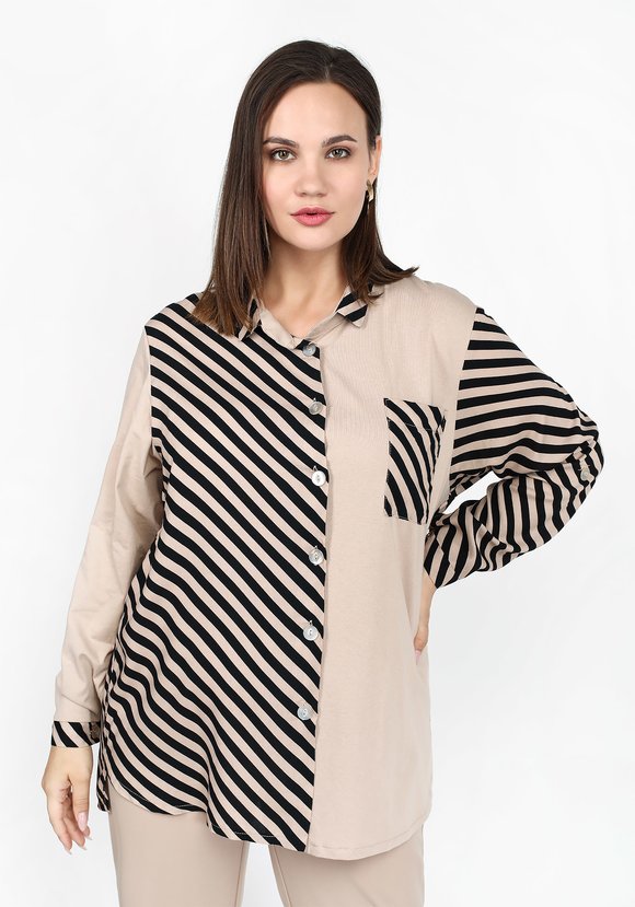 Блузка с комбинированной тканью шир.  580, рис. 2