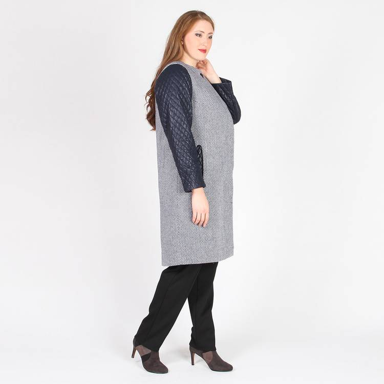 Пальто с контрастными рукавами шир.  750, рис. 4