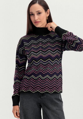 Свитер с высоким горлом и принтом зигзаг
