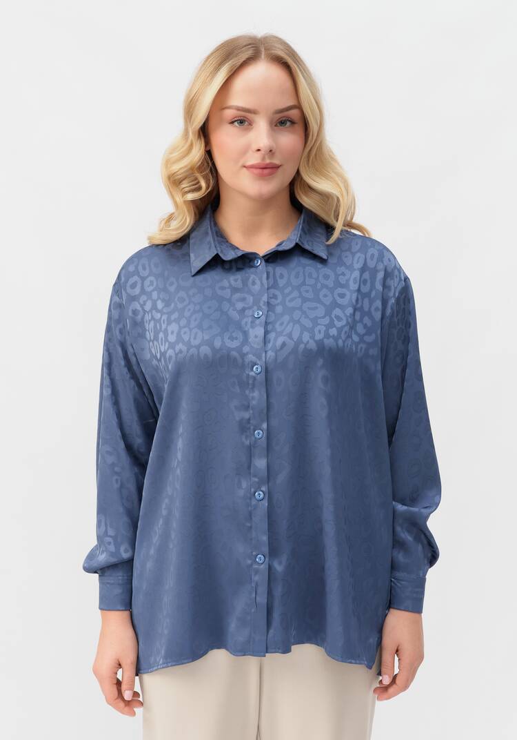 Рубашка атласная с анималистичным принтом шир.  750, рис. 25