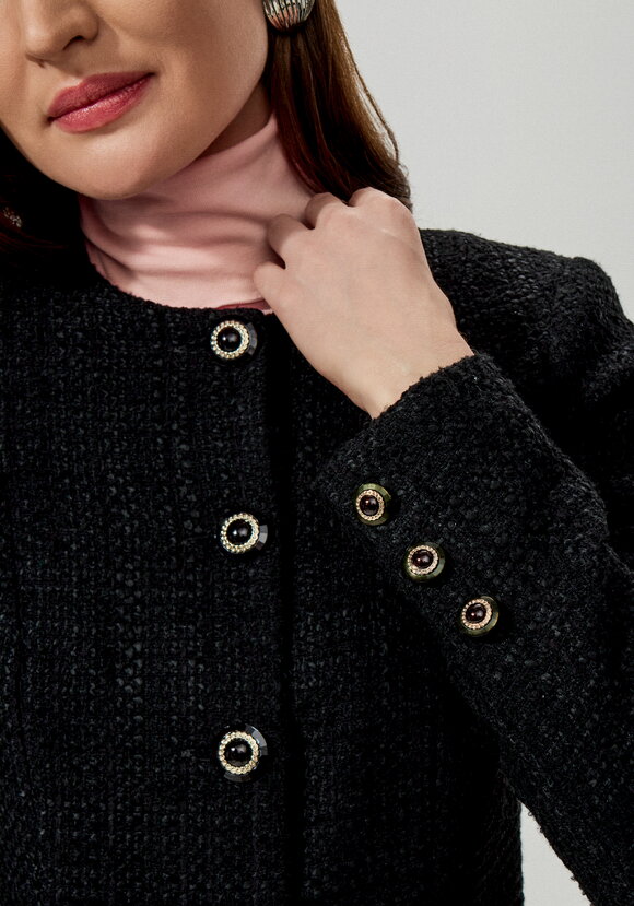 Пиджак из однотонного твида на пуговицах шир.  580, рис. 5