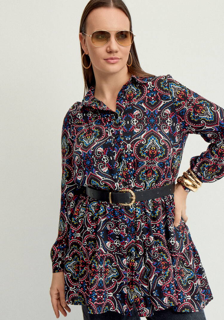 Блуза А-силуэта с ярусами шир.  750, рис. 29