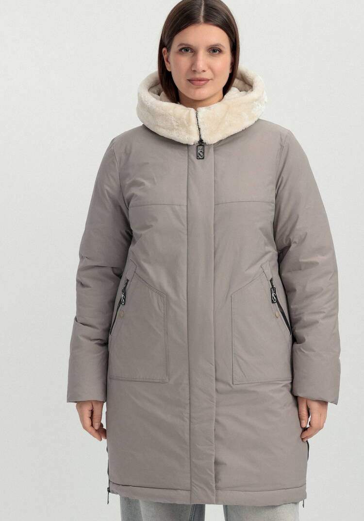 Куртка с меховым капюшоном на молнии шир.  750, рис. 32