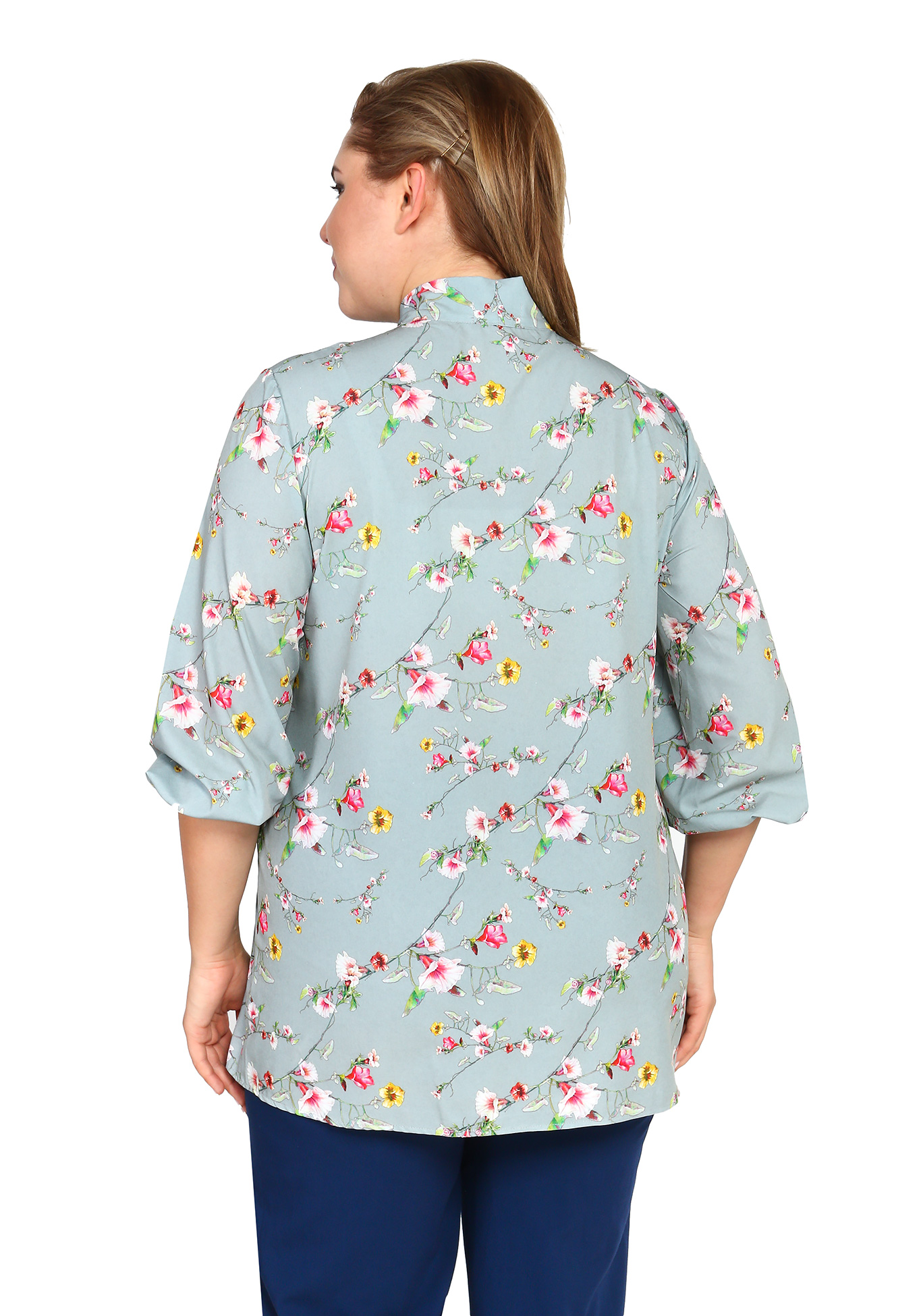 Блуза "Вечерняя мелодия" Bianka Modeno, размер 52, цвет серо-голубой - фото 6