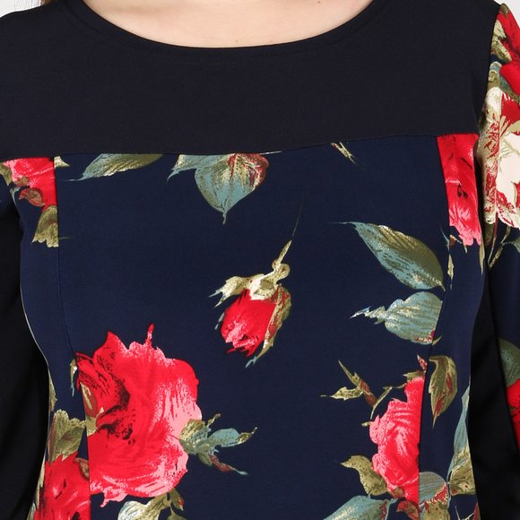 Платье с круглым вырезом и цветочным принтом шир.  580, рис. 6