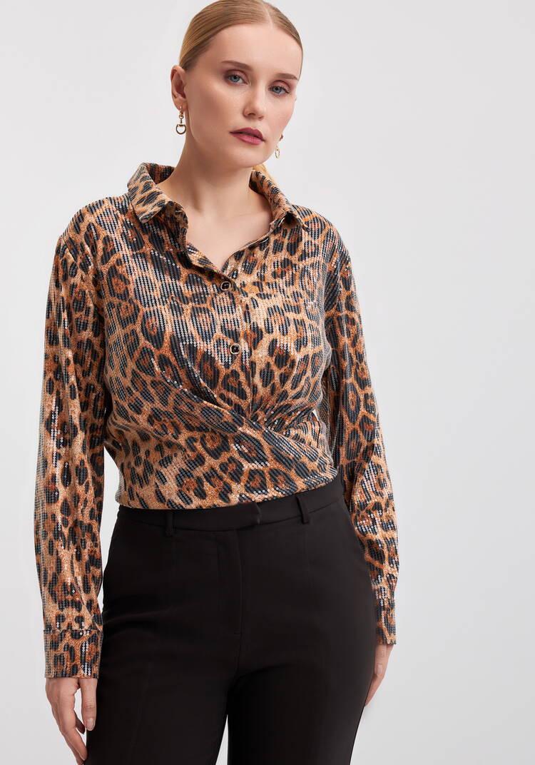 Блуза с анималистическим принтом в паетках шир.  750, рис. 7