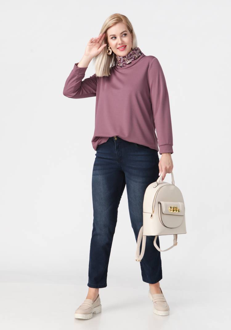 Джемпер с контрастным воротником хомут шир.  750, рис. 11