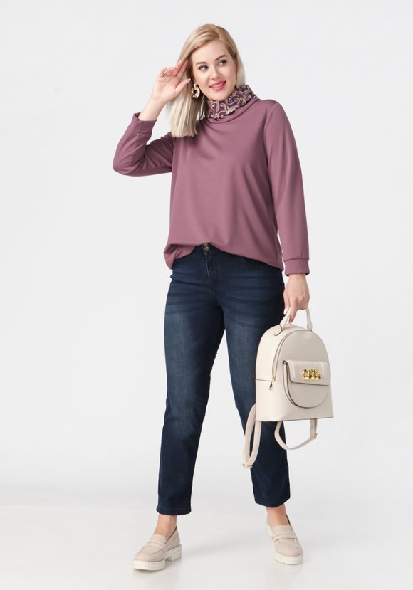 Джемпер с контрастным воротником хомут шир.  580, рис. 11