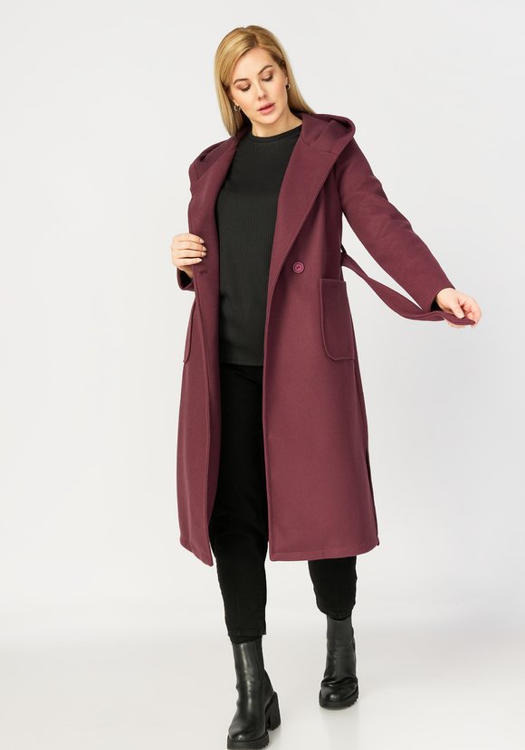Пальто удлиненное с поясом и капюшоном шир.  580, рис. 4