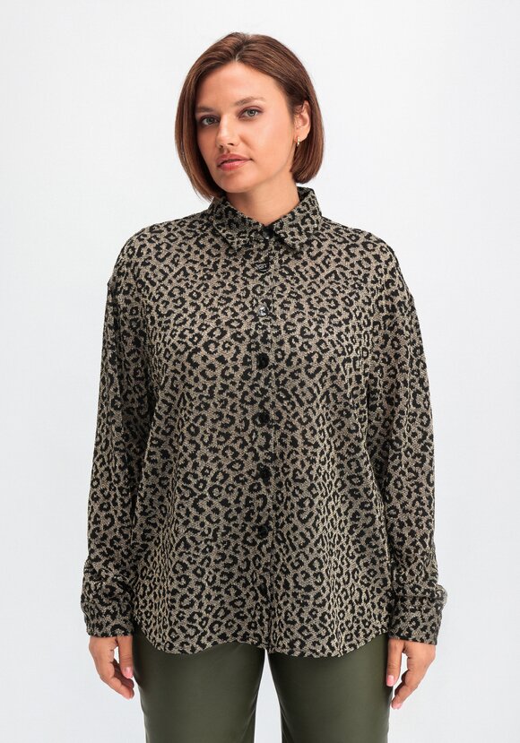 Рубашка ажурная с леопардовым принтом шир.  580, рис. 14