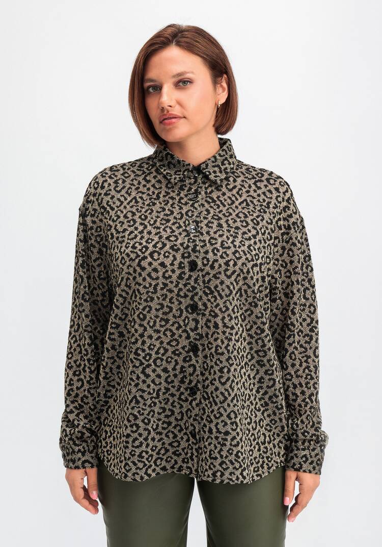 Рубашка ажурная с леопардовым принтом шир.  750, рис. 14