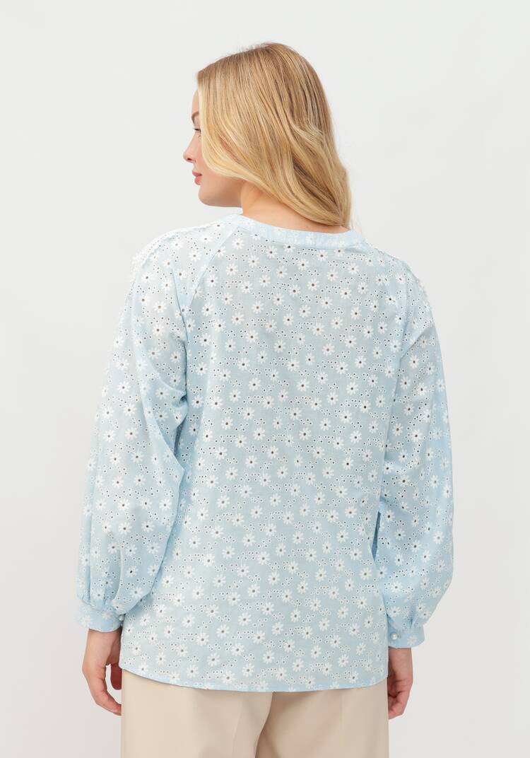 Блуза с вышивкой и кружевом по рукавам шир.  750, рис. 3