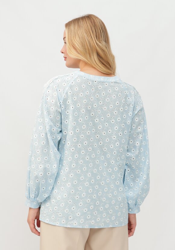 Блуза с вышивкой и кружевом по рукавам шир.  580, рис. 3