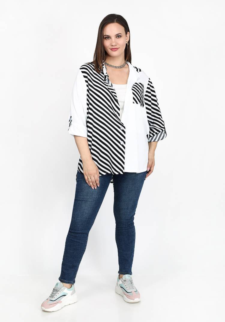 Блузка с комбинированной тканью шир.  750, рис. 7