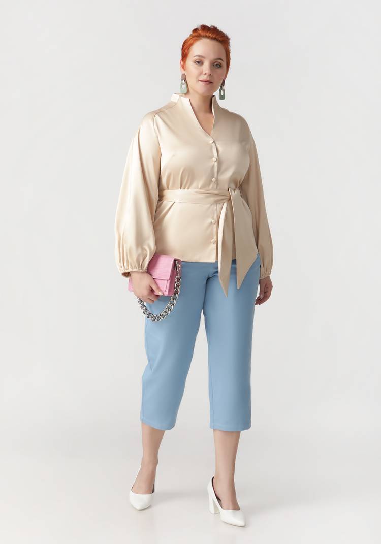 Блуза с широким рукавом и поясом шир.  750, рис. 1
