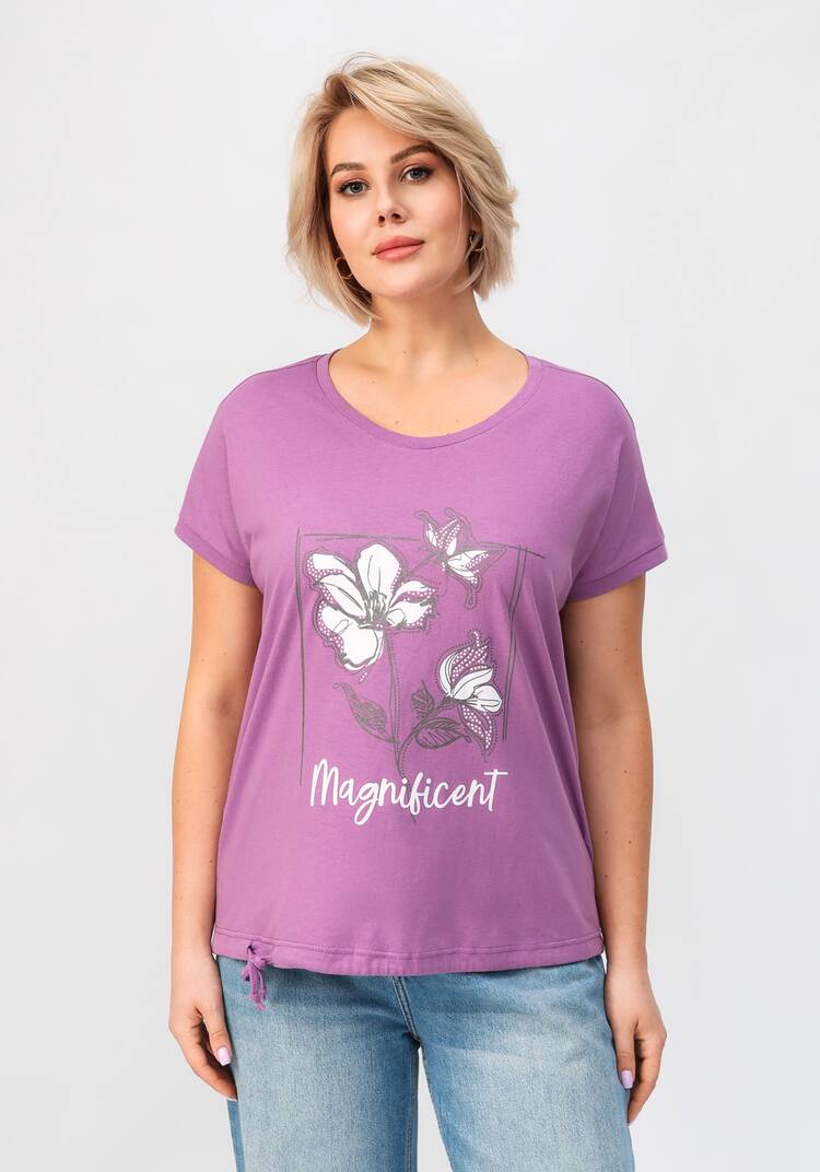 Блуза с цветочным принтом и кулиской по низу шир.  750, рис. 11