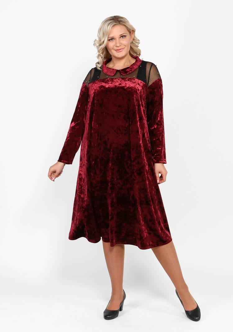 Платье бархатное с декором из бусин шир.  750, рис. 1