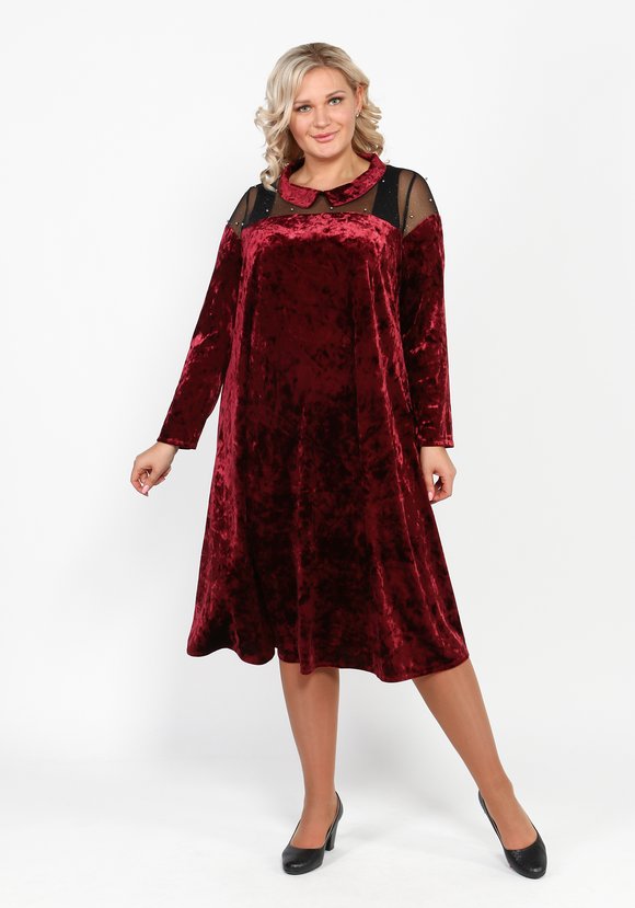 Платье бархатное с декором из бусин шир.  580, рис. 1