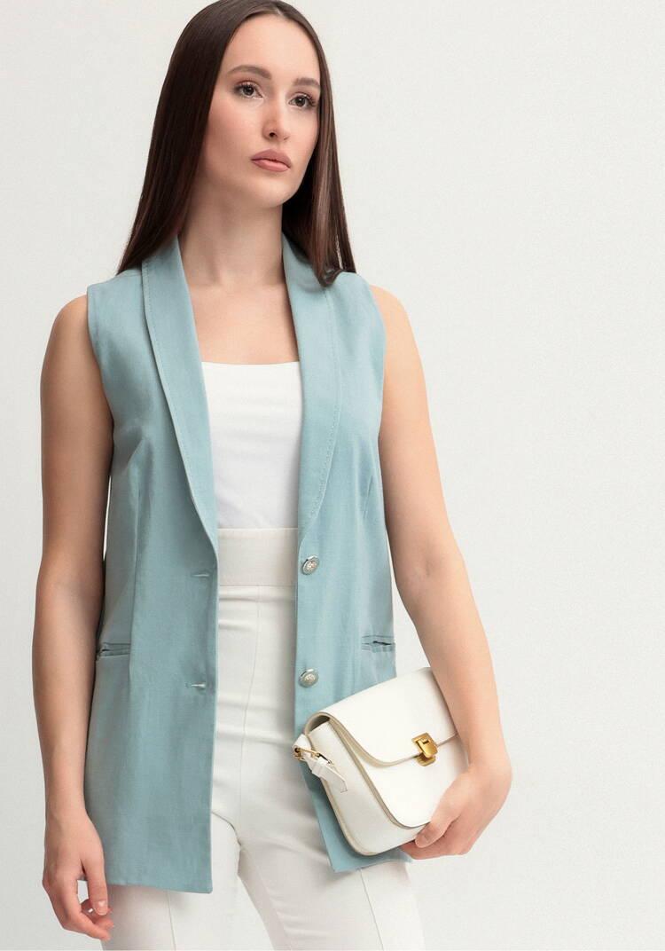 Жилет изо льна на пуговицах шир.  750, рис. 8