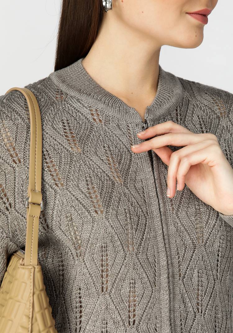 Бомбер женский на молнии с ажурным рисунком шир.  750, рис. 5