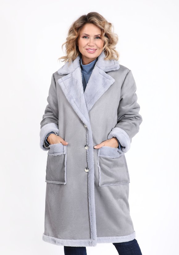 Дубленка женская с отложным воротником шир.  580, рис. 5