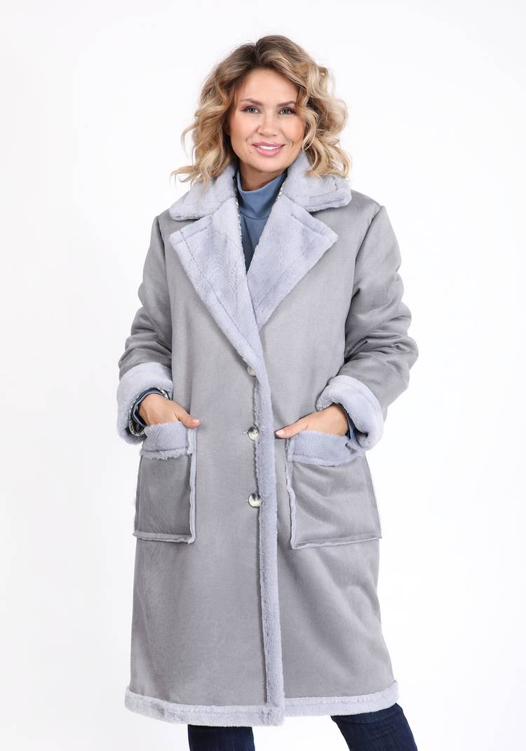 Дубленка женская с отложным воротником шир.  750, рис. 5