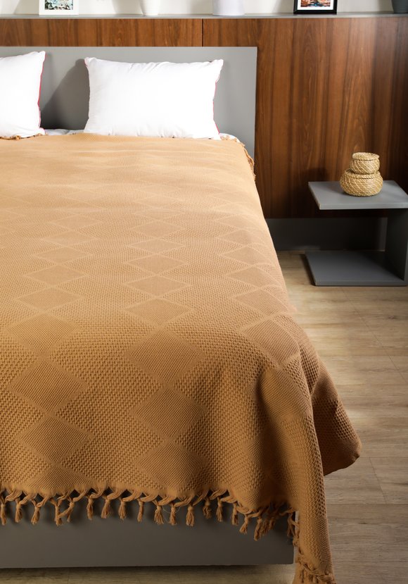 Покрывало-плед из хлопка с бахромой Айшель шир.  580, рис. 18