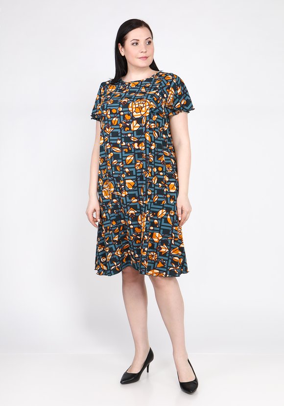 Платье с воланами по низу и на плечах шир.  580, рис. 1