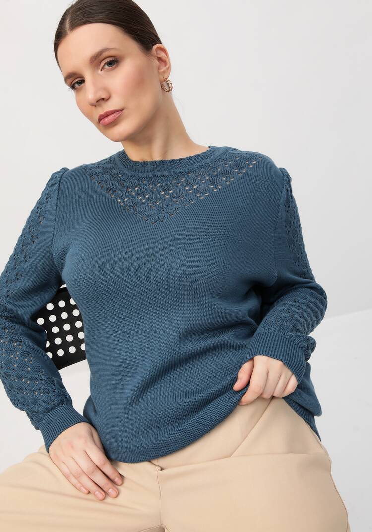 Джемпер с ажурными вставками на горловине шир.  750, рис. 14