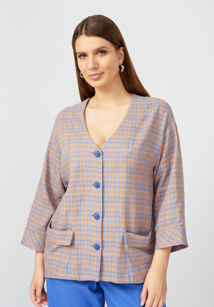 Пиджак в клетку из хлопка шир.  750, рис. 13